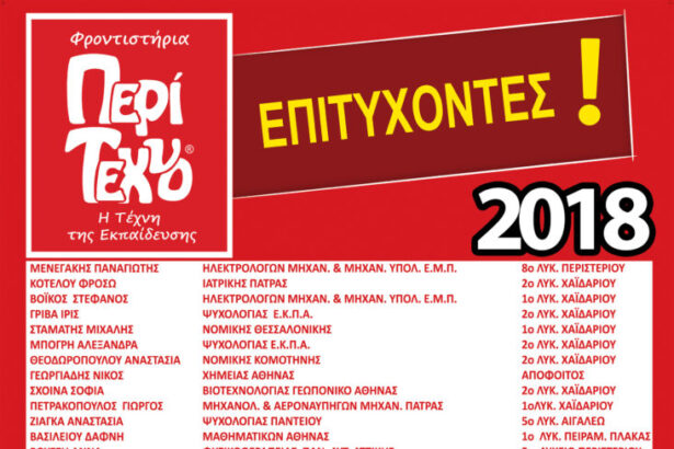 Φροντιστήρια Περίτεχνο - Επιτυχόντες 2018 7