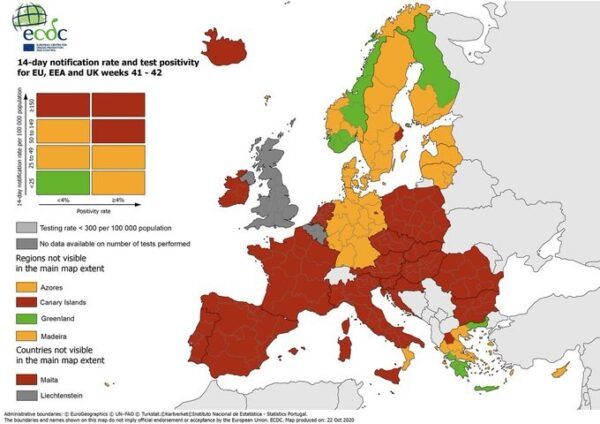 Στο "κόκκινο" το μεγαλύτερο μέρος της Ευρώπης - Σε ποιο επίπεδο βρίσκεται η Ελλάδα 2 Στο "κόκκινο" το μεγαλύτερο μέρος της Ευρώπης - Σε ποιο επίπεδο βρίσκεται η Ελλάδα 1