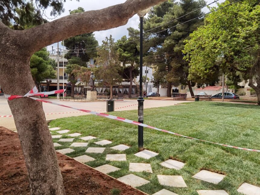 Η ανανεωμένη Πλατεία Ηρώων, τα κομμένα δέντρα και το έτοιμο γκαζόν 1
