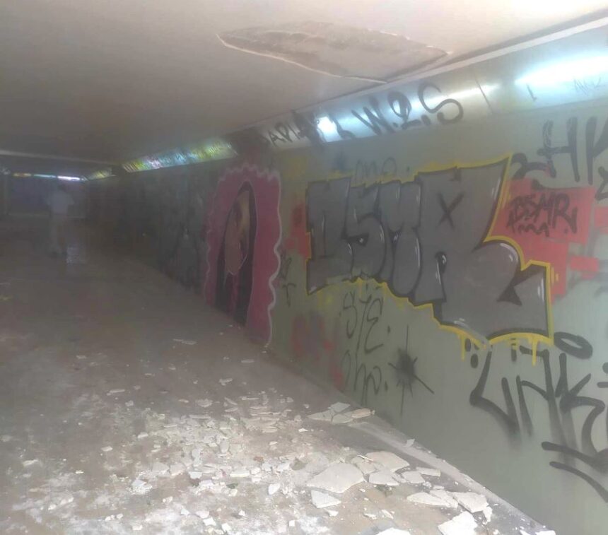 Ζημιά σε υπόγεια διάβαση της Λεωφόρου Αθηνών 1