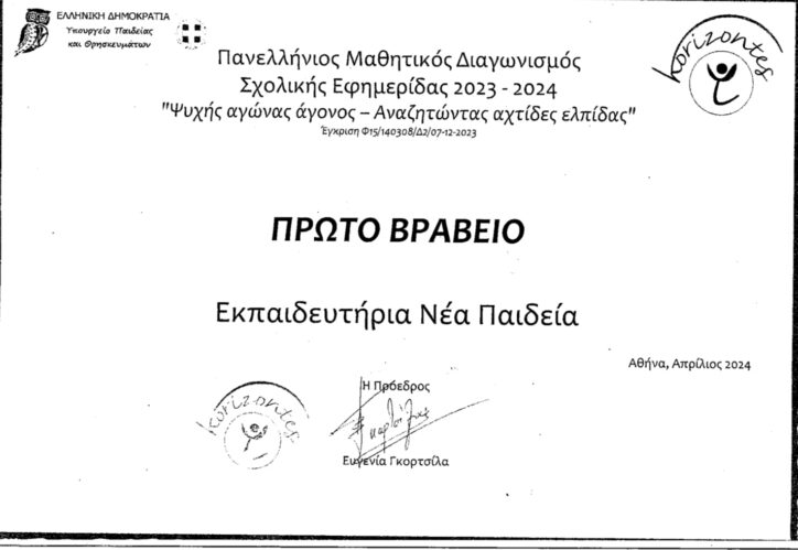 Η δημοσιογραφική ομάδα των Εκπαιδευτηρίων Νέα Παιδεία διέπρεψε στον Πανελλήνιο Μαθητικό Διαγωνισμό Σχολικής Εφημερίδας 4 Η δημοσιογραφική ομάδα των Εκπαιδευτηρίων Νέα Παιδεία διέπρεψε στον Πανελλήνιο Μαθητικό Διαγωνισμό Σχολικής Εφημερίδας 3