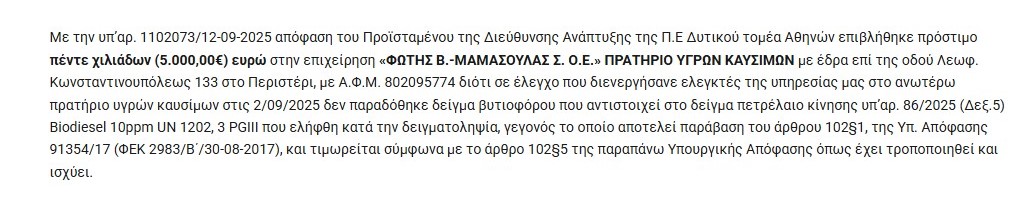 "Καμπάνα" σε πρατήριο καυσίμων στο Περιστέρι 3