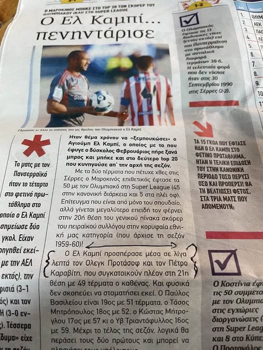 50 γκολ: Ελ Κααμπί και Καραβίτης στους κορυφαίους κανονιέρηδες του Ολυμπιακού - Μια μικρή ένσταση του Πέτρου 4 50 γκολ: Ελ Κααμπί και Καραβίτης στους κορυφαίους κανονιέρηδες του Ολυμπιακού - Μια μικρή ένσταση του Πέτρου 3