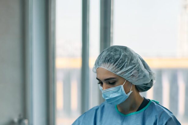 a woman arranging medical tools in an operating room