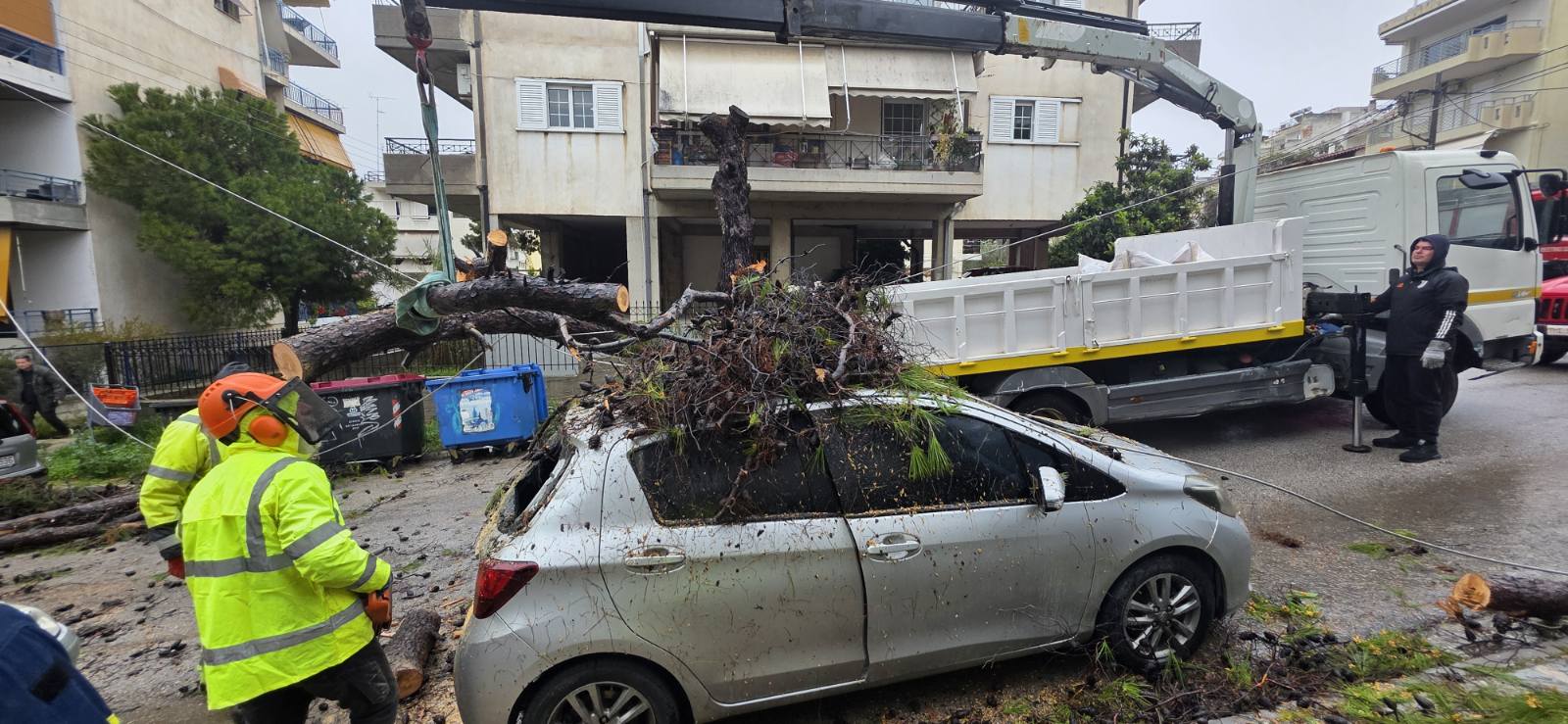 Χαϊδάρι: Πτώσεις δέντρων, ζημιές σε αυτοκίνητα και διακοπές ρεύματος - Ολονύκτια προσπάθεια των συνεργείων 5