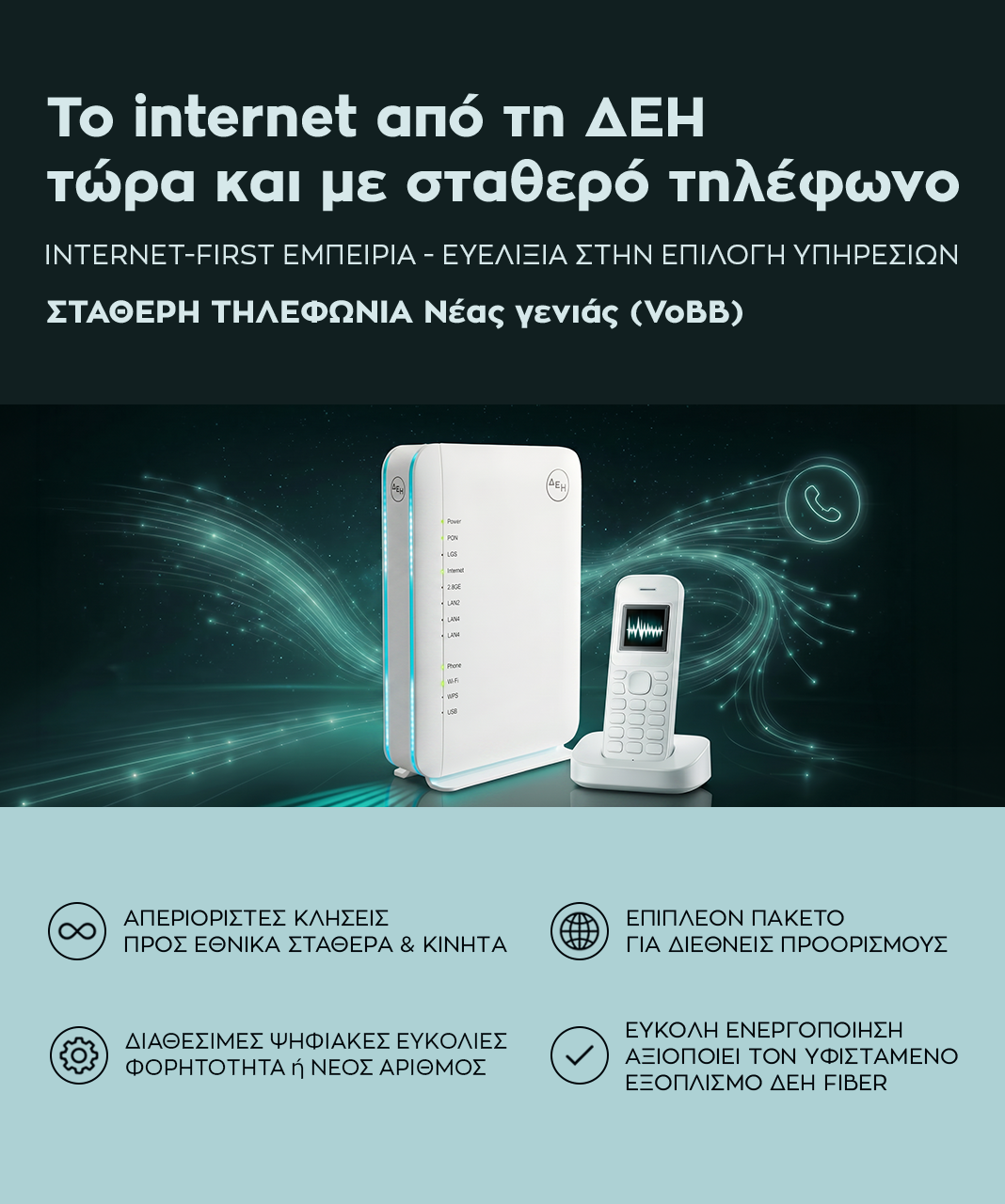 ΔΕΗ Fiber: Το ίντερνετ από τη ΔΕΗ τώρα και με σταθερό τηλέφωνο 3