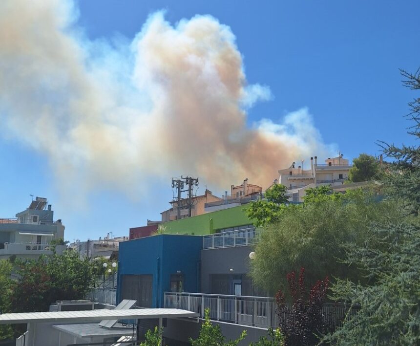 Φωτιά και πυκνοί καπνοί στη βόρεια πλαγιά του Ποικίλου 15